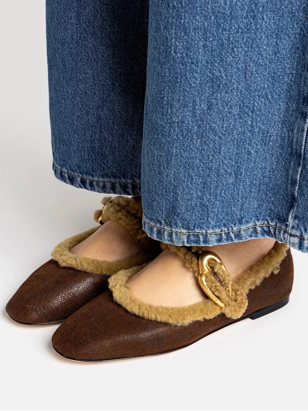 NEW Larroude Verona Ballet Shearling Flats